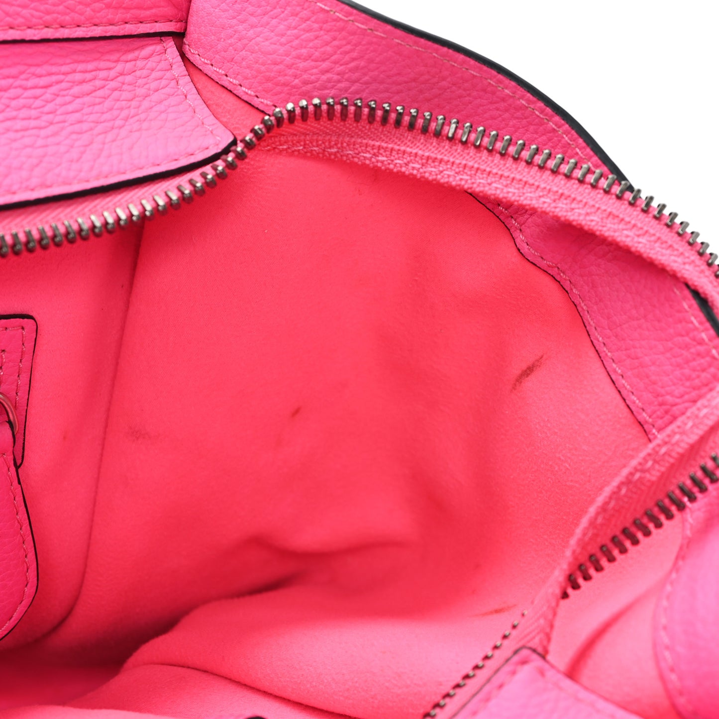 Drummed Calfskin Mini Luggage Fluo Pink
