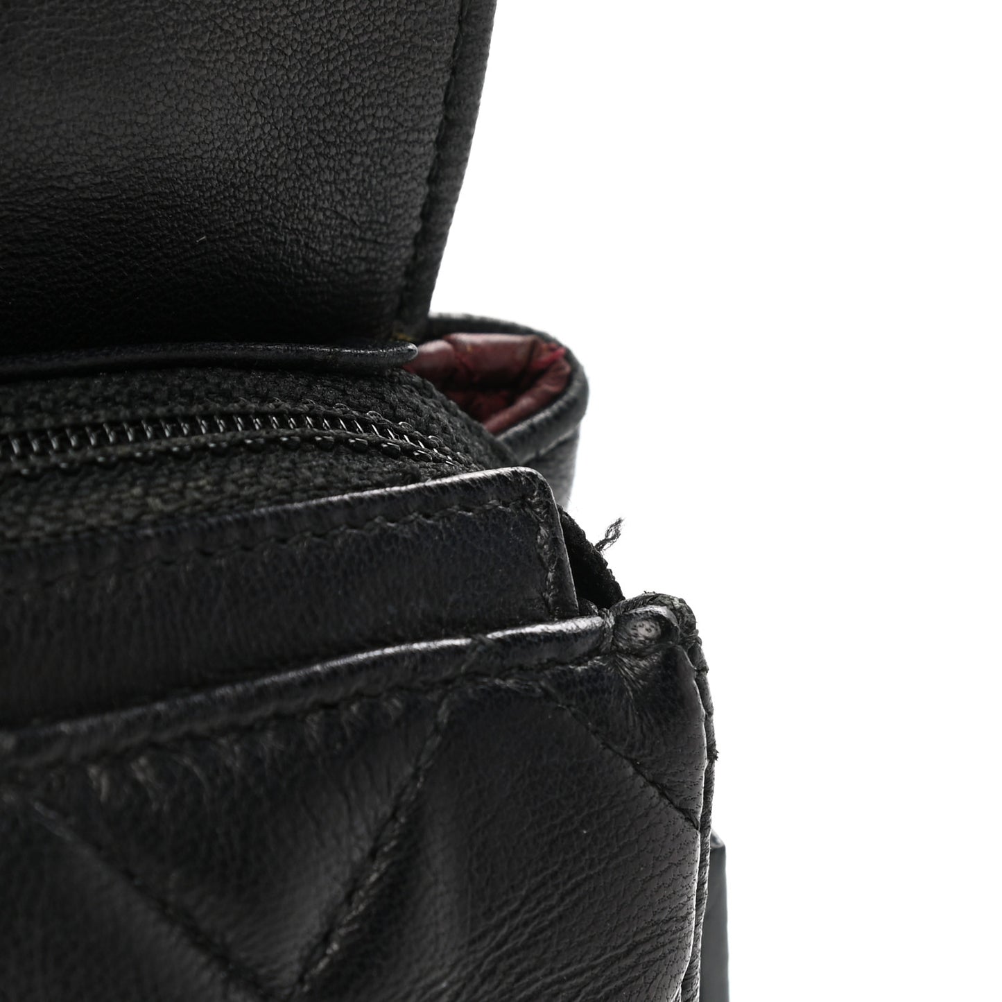 Lambskin Quilted Flap Cosmetic Case Black
