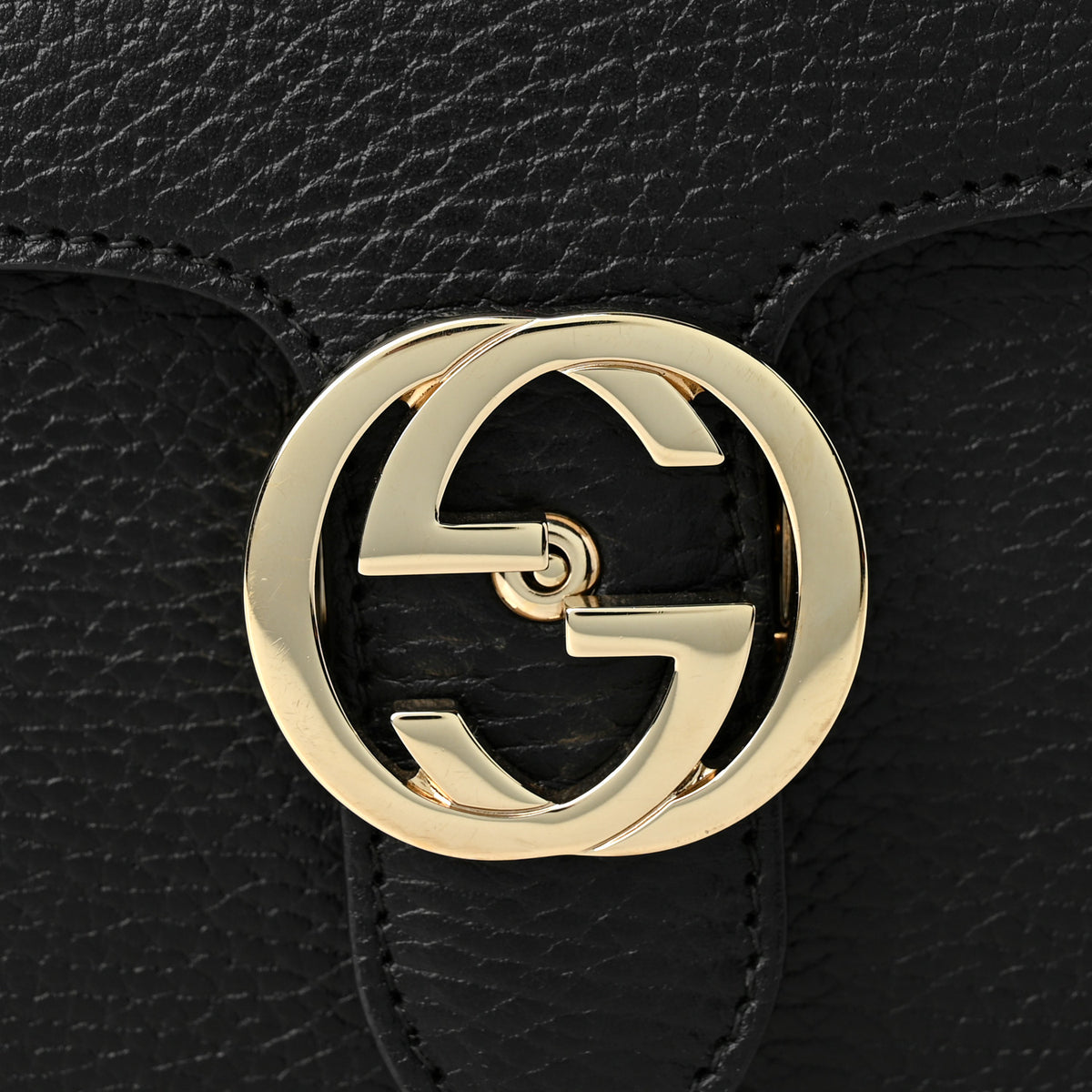 Dollar Calfskin Small Interlocking G Shoulder Bag Black