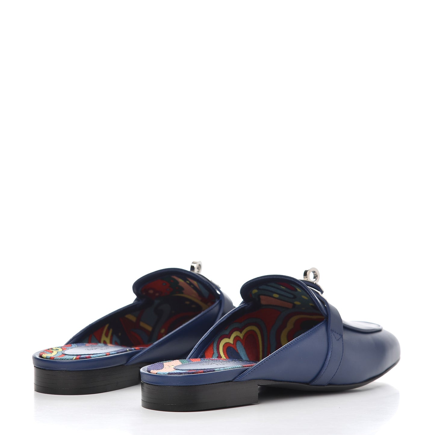 Calfskin Oz Mules 36 Bleu Maritime