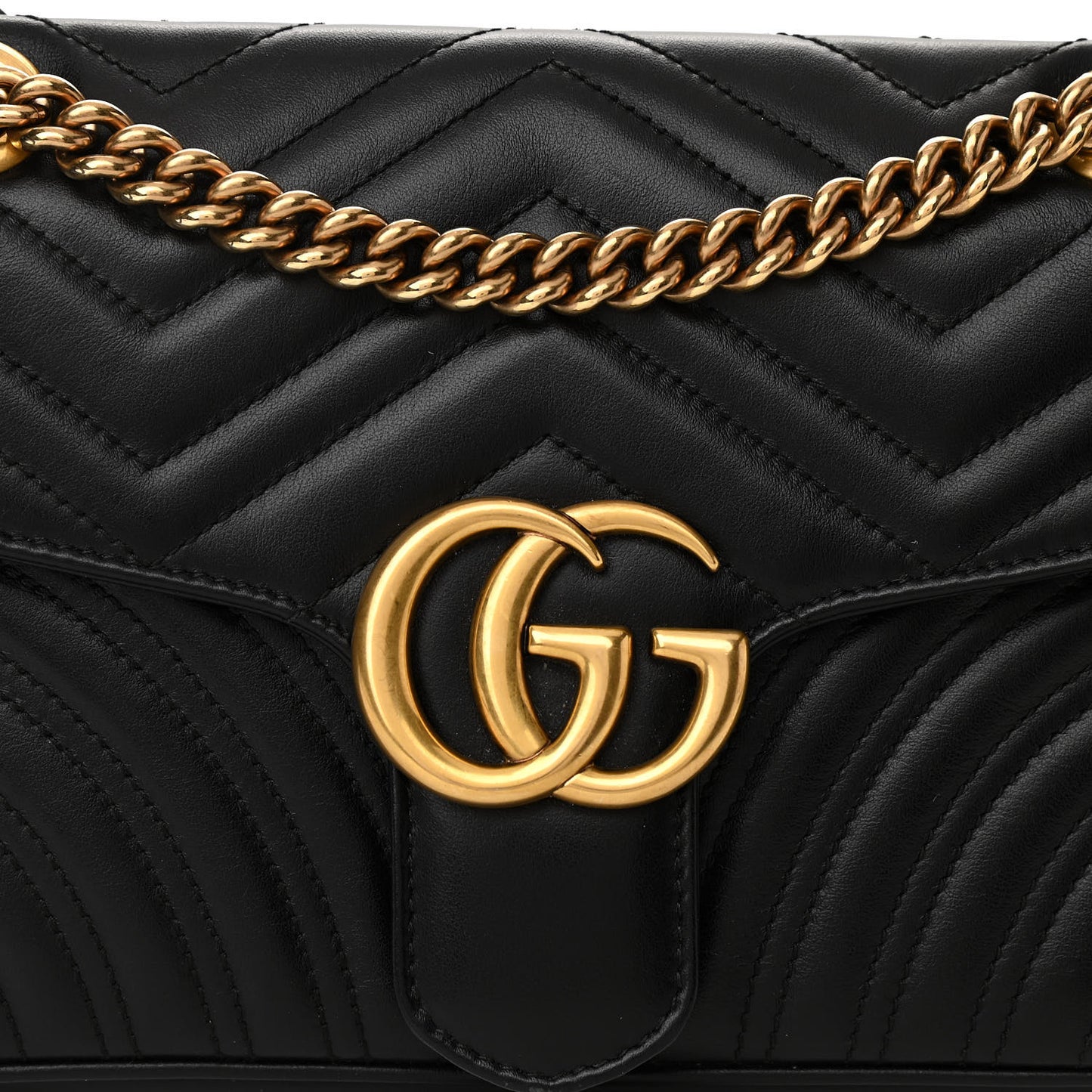Calfskin Matelasse Small GG Marmont Shoulder Bag Black