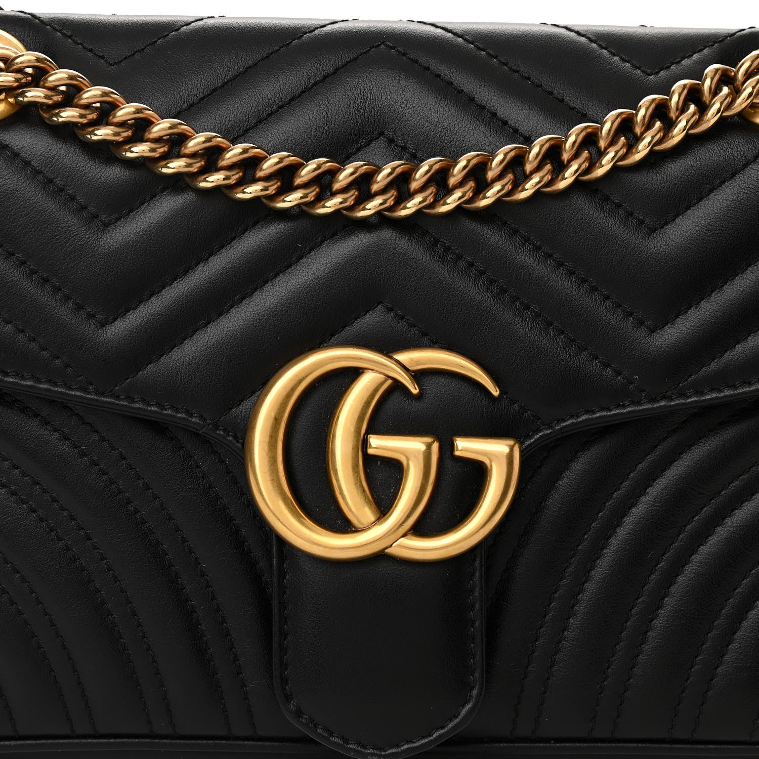 Gucci Calfskin Matelasse Small GG Marmont Shoulder Bag Black 8 of 10