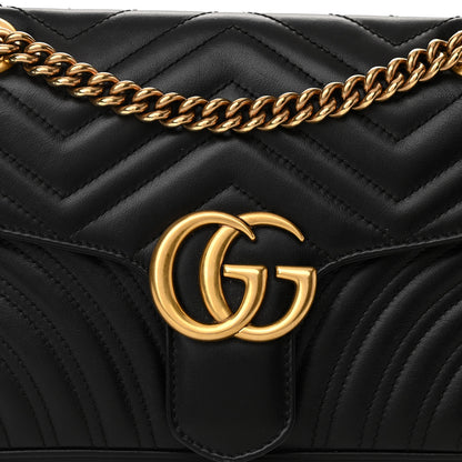Gucci Calfskin Matelasse Small GG Marmont Shoulder Bag Black 8 of 10