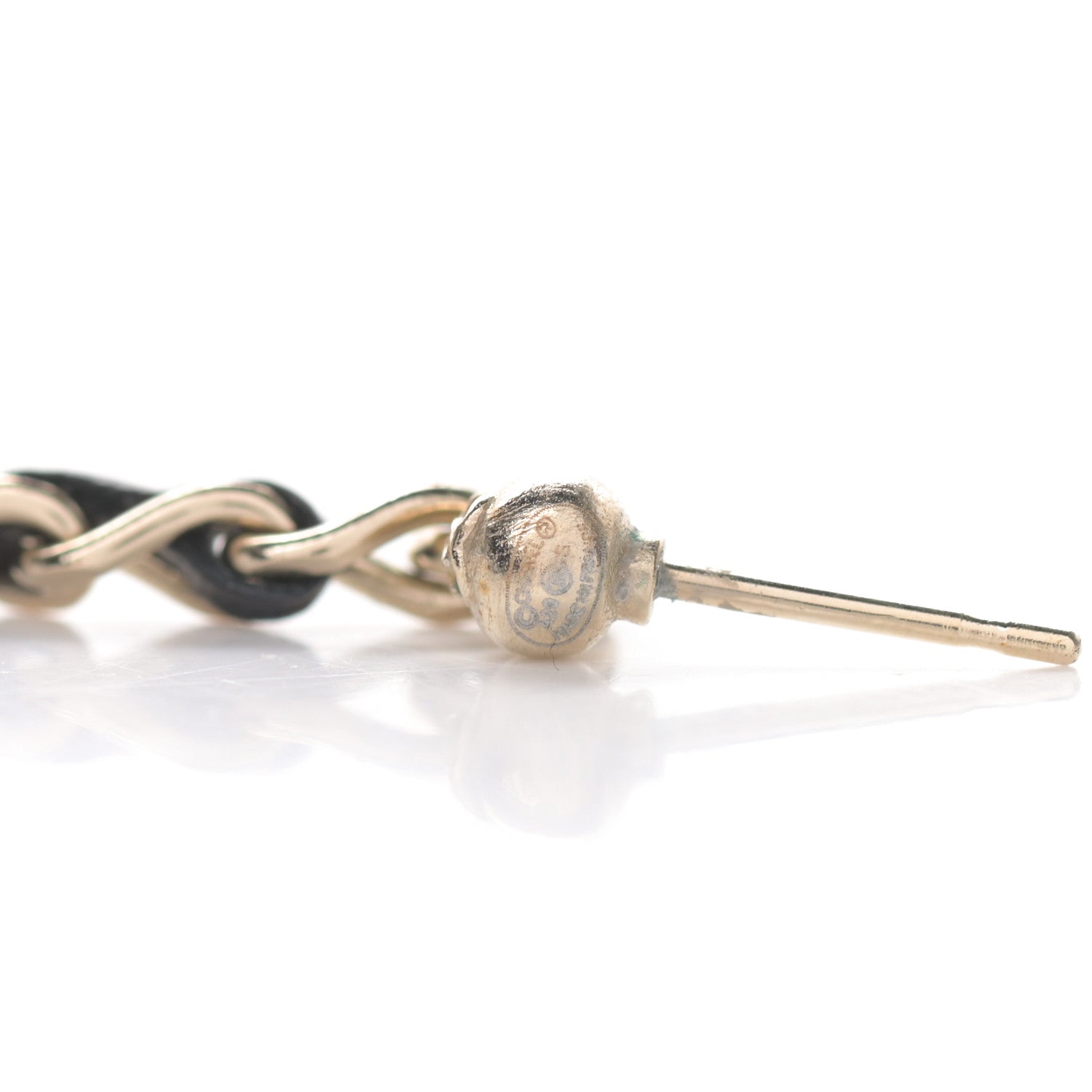 Chanel Lambskin Enamel Metal Chain French New Wave CC Drop Earrings Black Gold 4 of 5