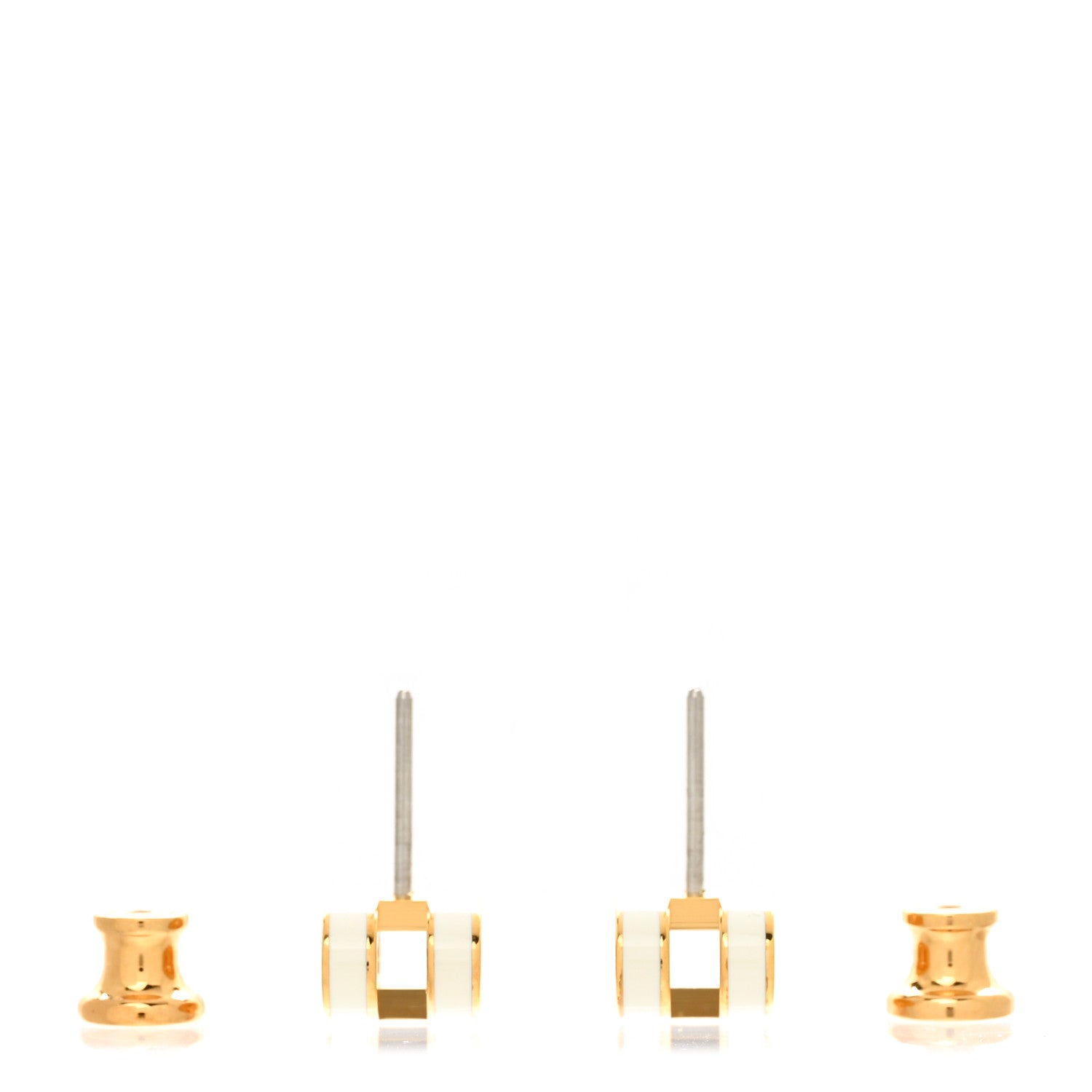 Hermes Gold Lacquered Mini Pop H Earrings White 3 of 6