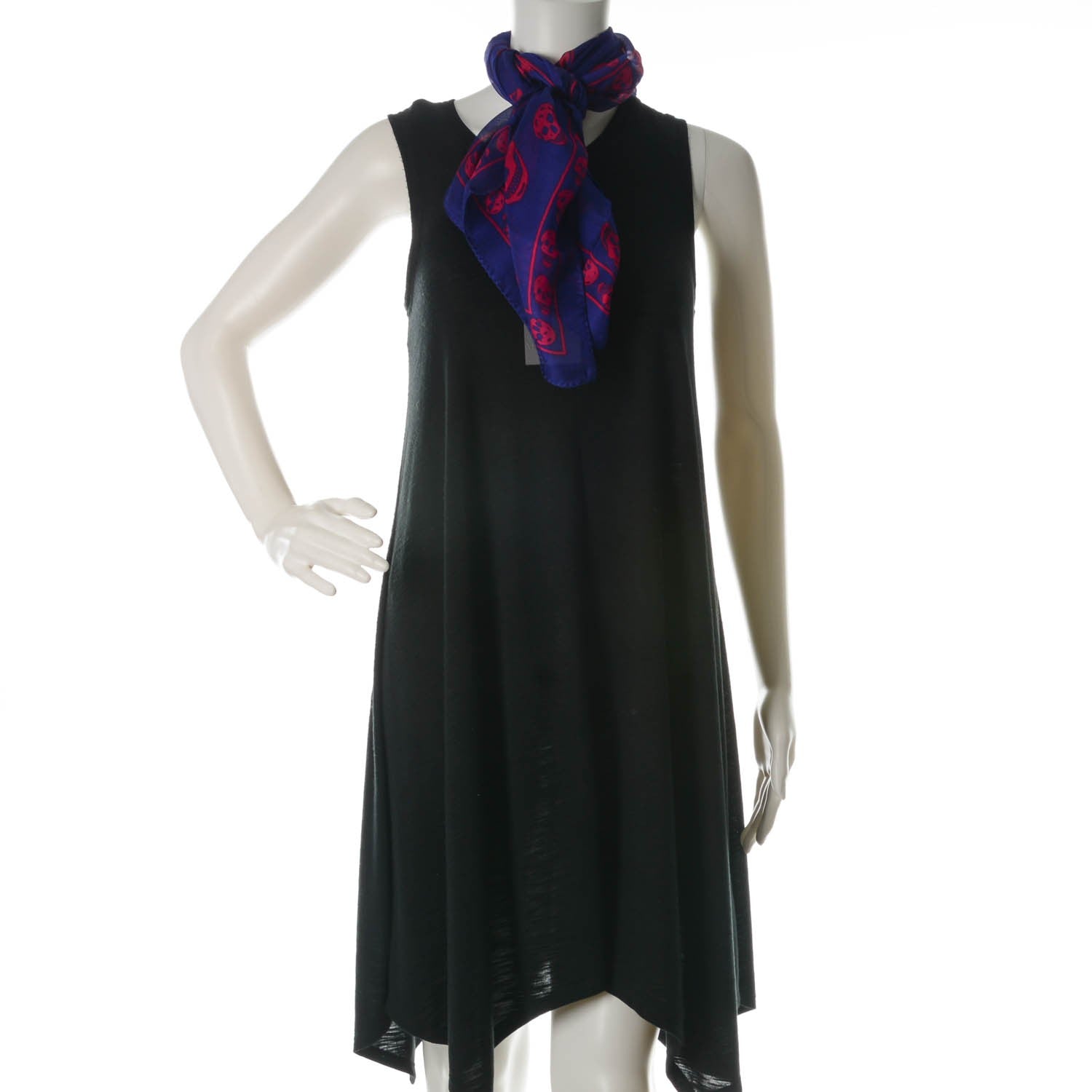 Alexander McQueen Silk Chiffon Skull Scarf Blue Red 2 of 6