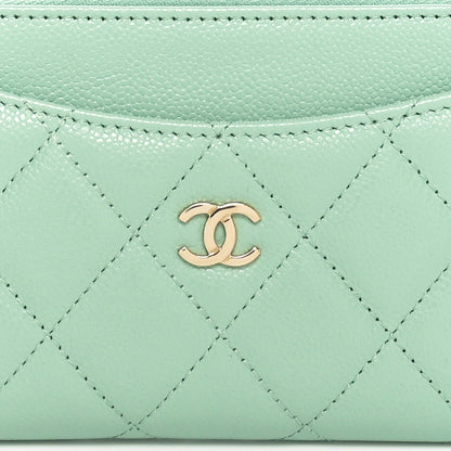 Chanel Caviar Quilted CC Zip Around Card Holder Light Green 8 of 9