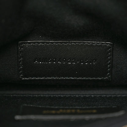 Saint Laurent Metallic Grain De Poudre Matelasse Chevron Monogram Bill Pouch Piombo 7 of 7