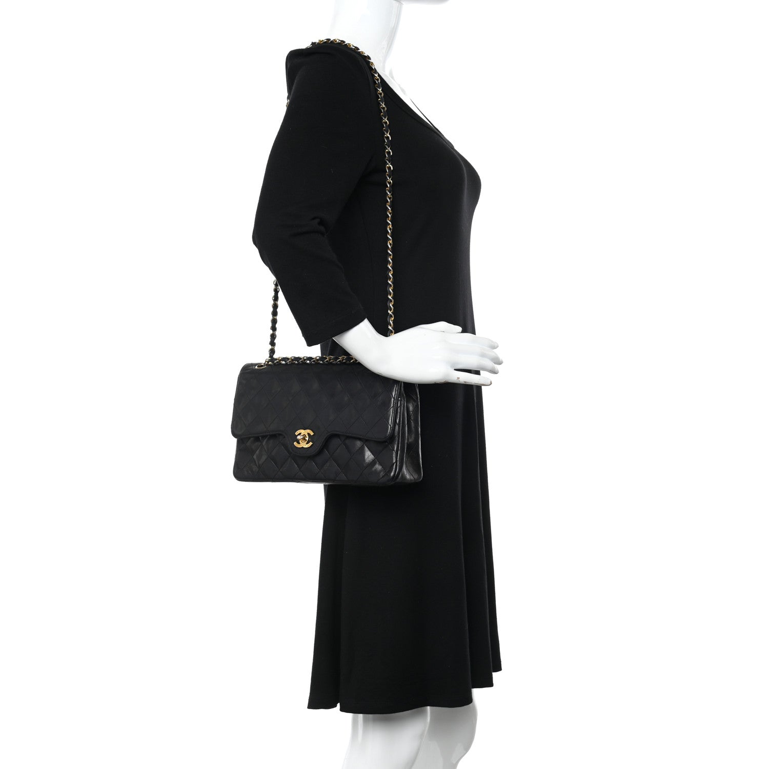 Chanel Lambskin Quilted Medium Double Flap Black 2 of 25