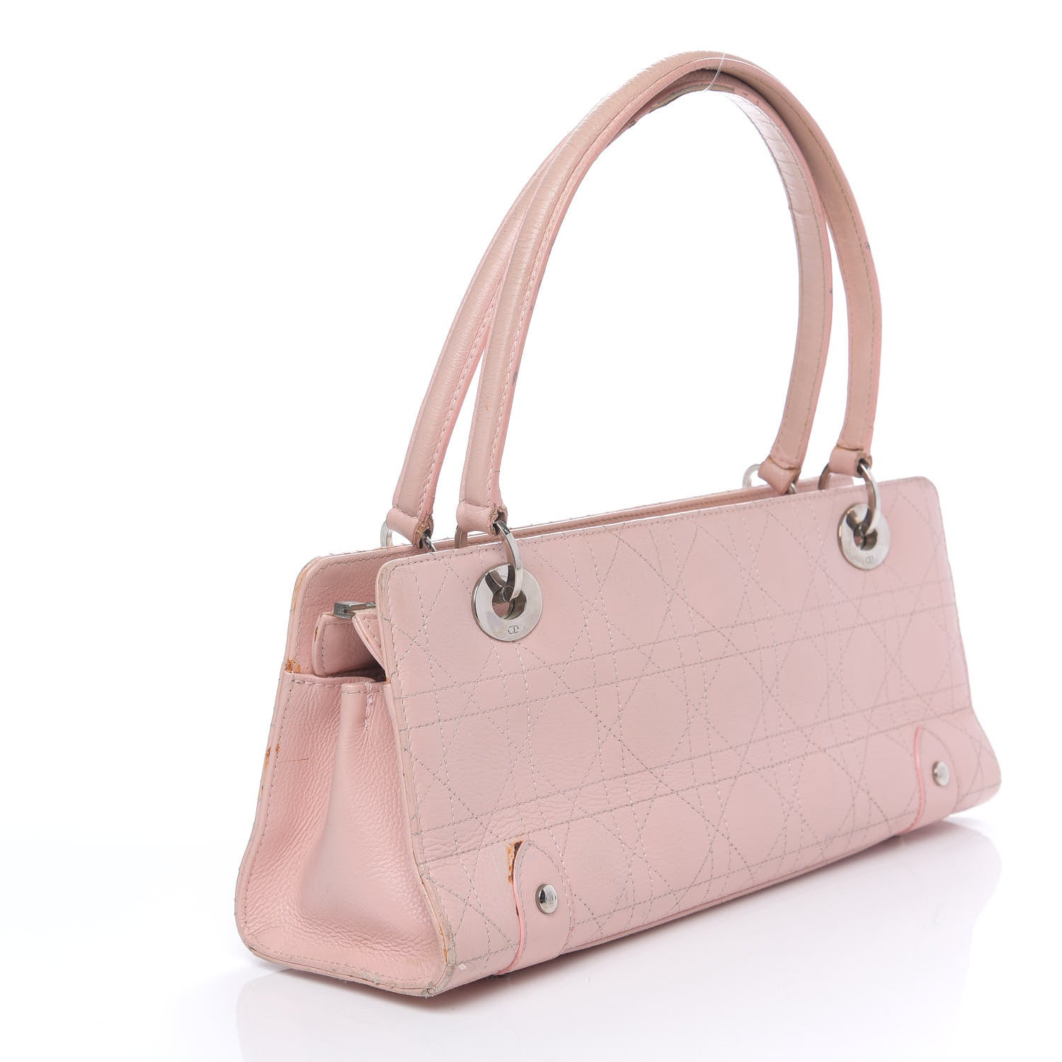 Christian Dior Calfskin Cannage Stitched East West Lady Dior Rose Clair 2 of 21