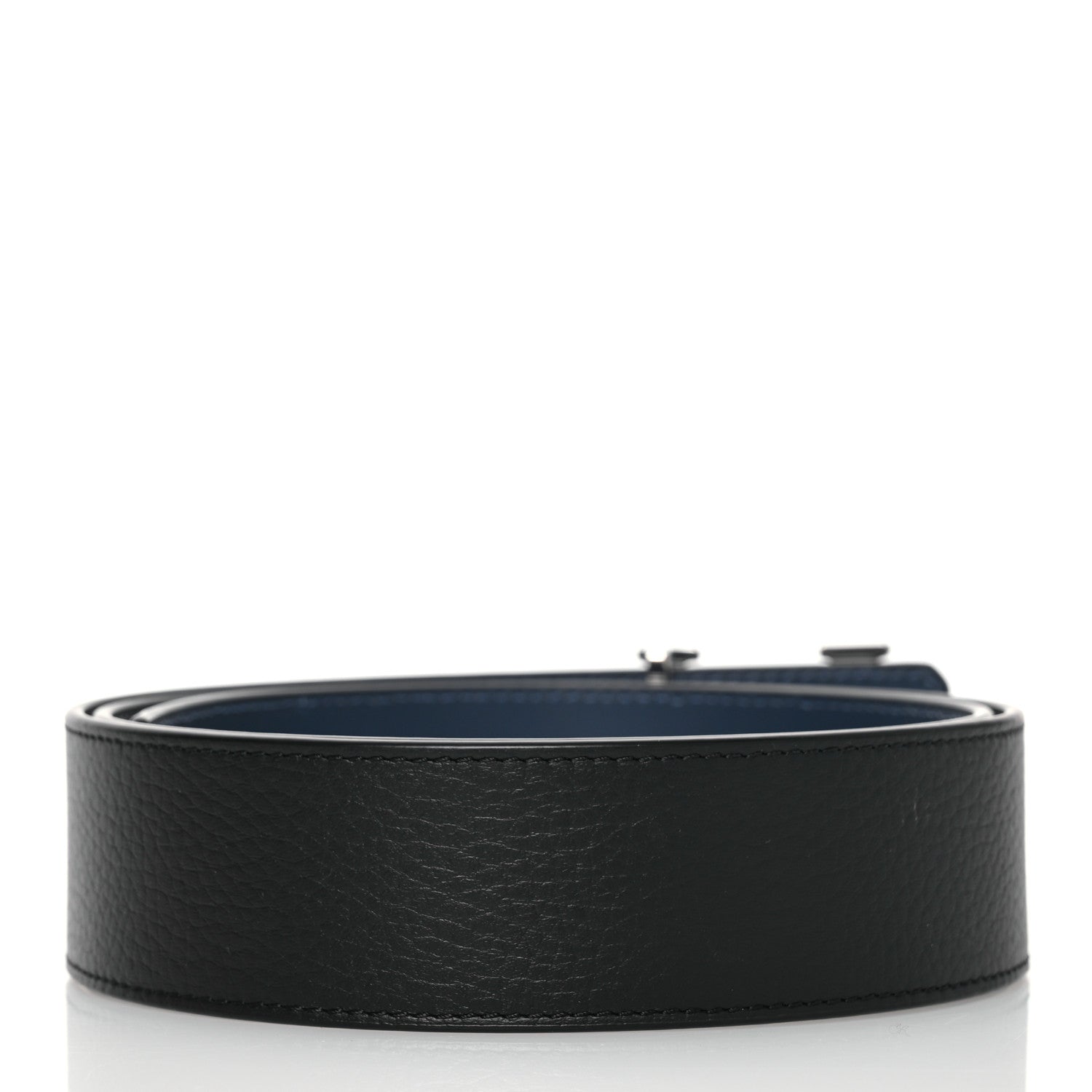 Louis Vuitton Calfskin 40mm Damier LV Reversible Belt 90 36 Black Blue 2 of 9