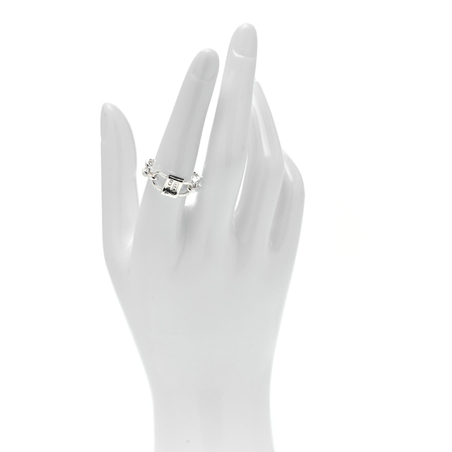 Tiffany Sterling Silver 1837 Small Double Lock Ring 54 7 2 of 4
