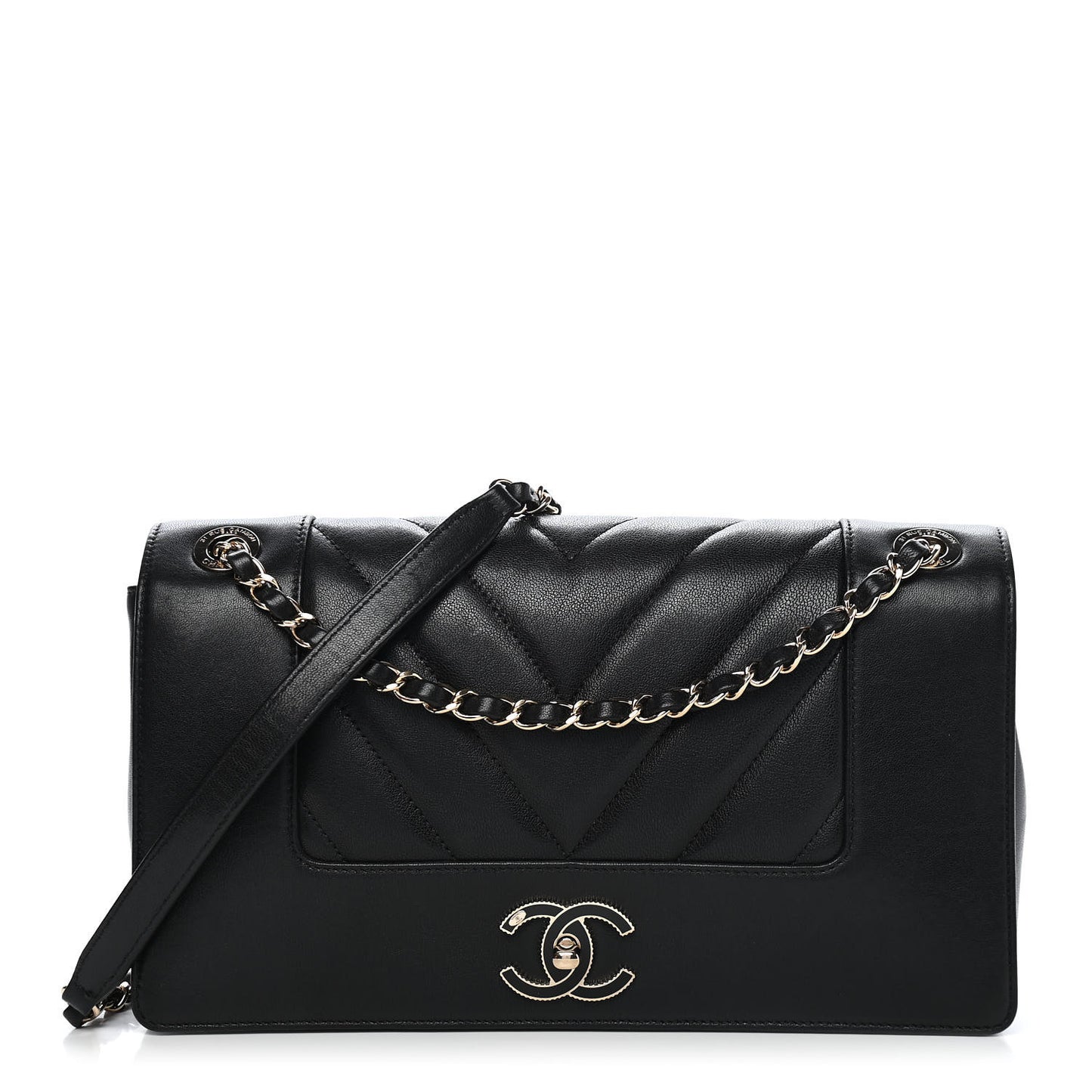 Sheepskin Chevron Quilted Vintage Mademoiselle Flap Black