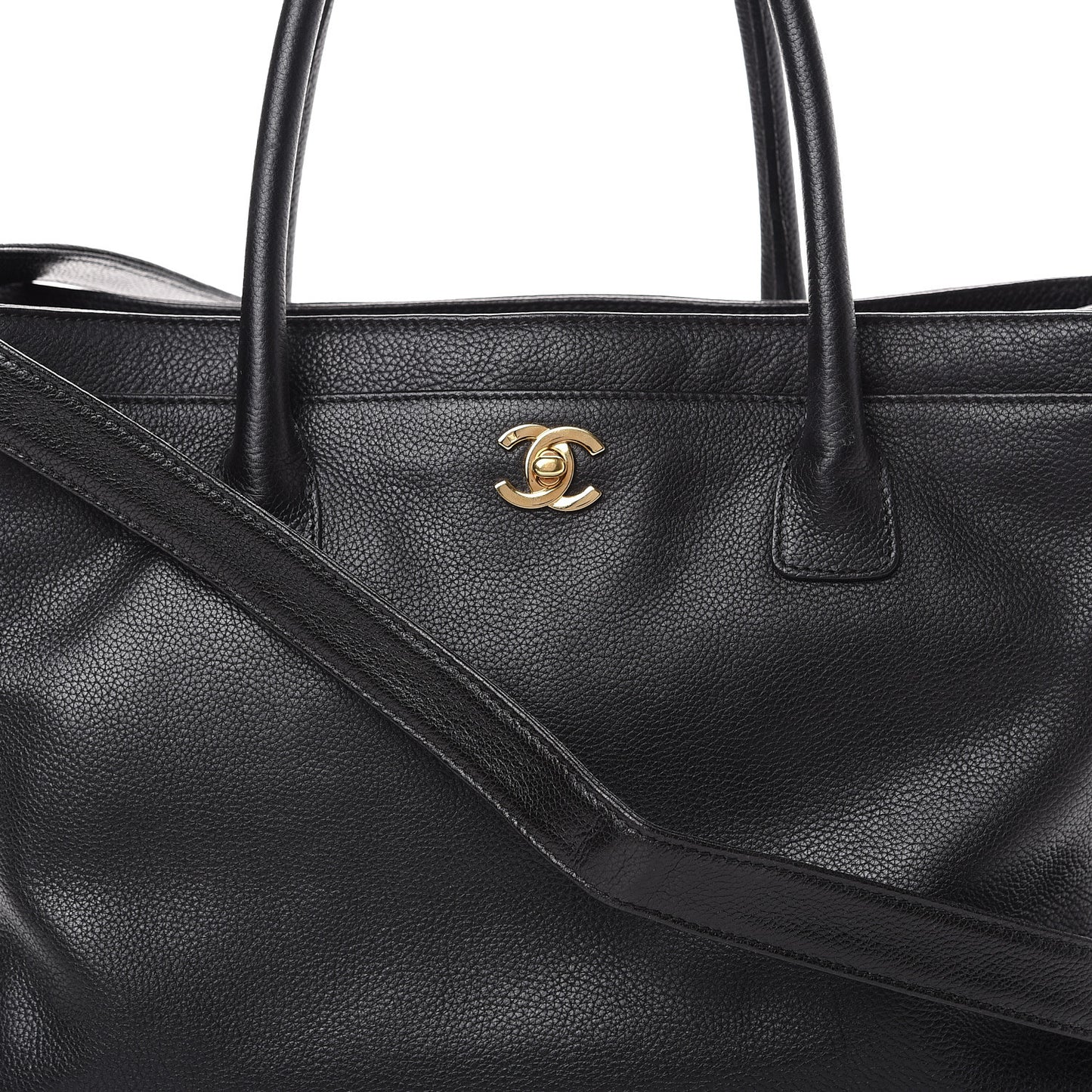 Calfskin Cerf Executive Shopper Tote Black