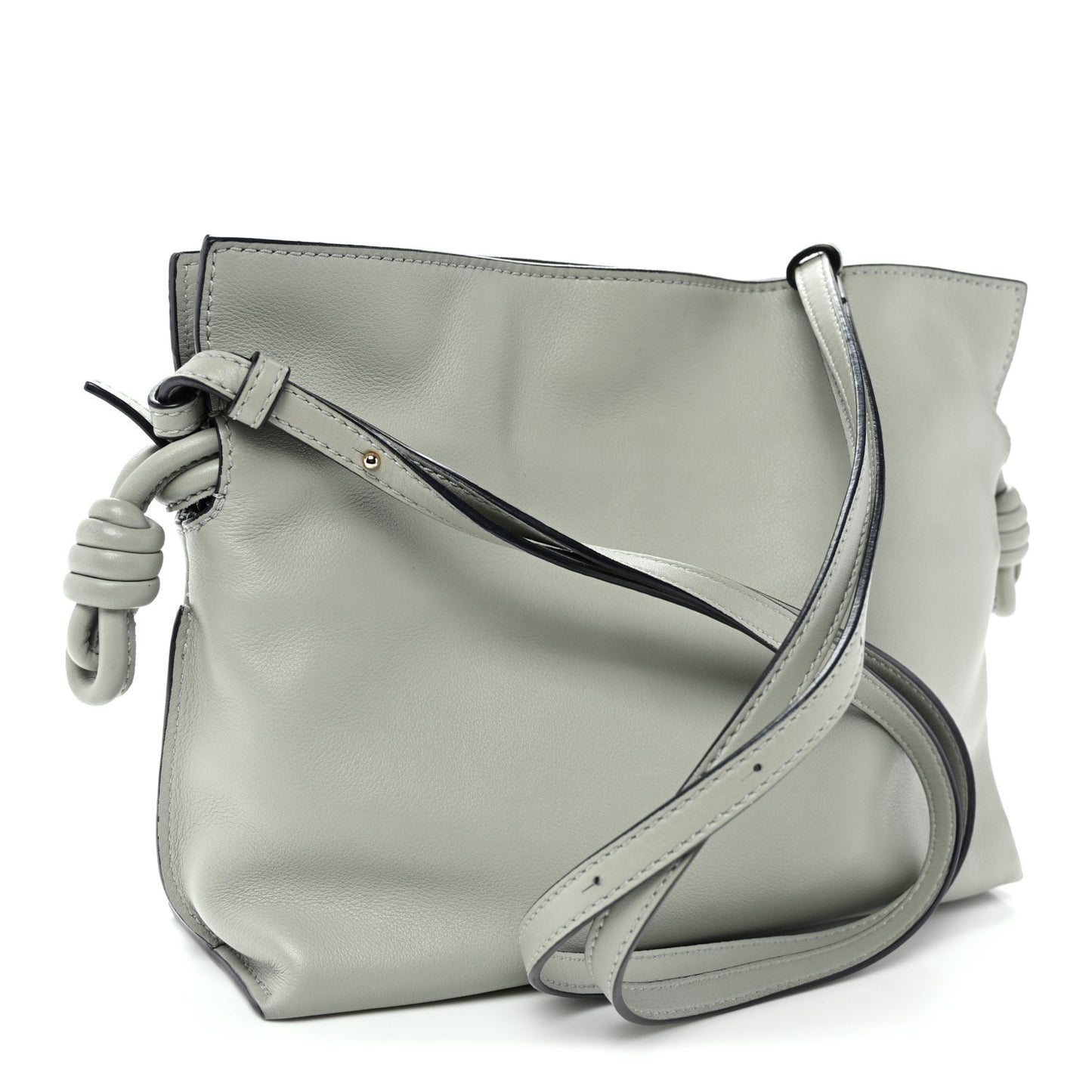 Calfskin Mini Flamenco Knot Clutch Ash Grey