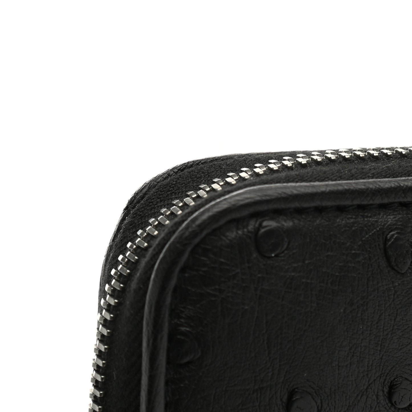 Ostrich Zip Around Wallet Black