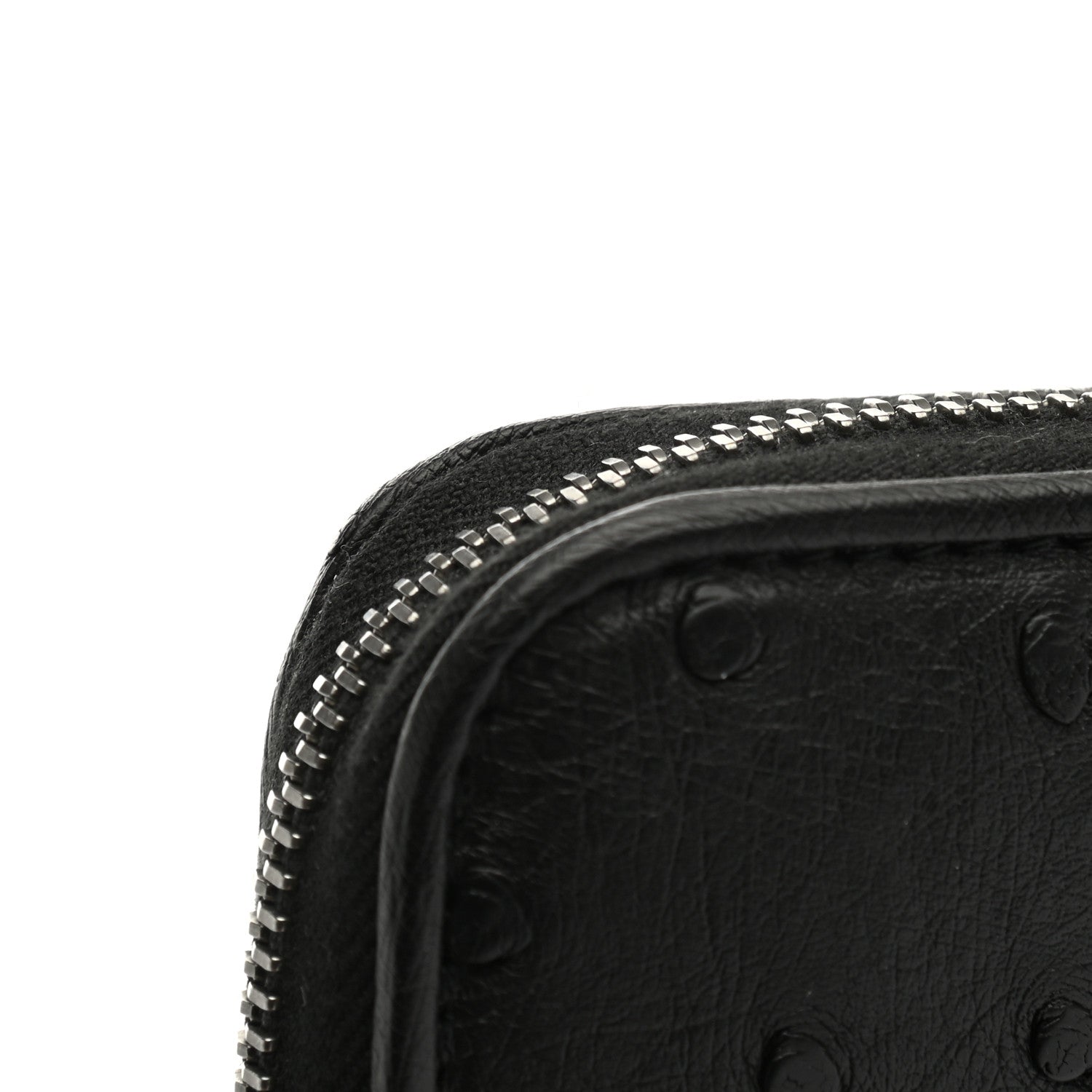 Bottega Veneta Ostrich Zip Around Wallet Black 9 of 9