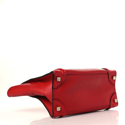 Celine Drummed Calfskin Micro Luggage Red 3 of 8
