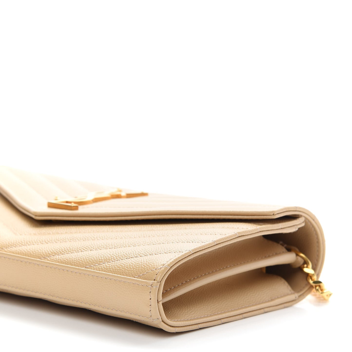 Grain De Poudre Matelasse Chevron Monogram Chain Wallet Nude Powder