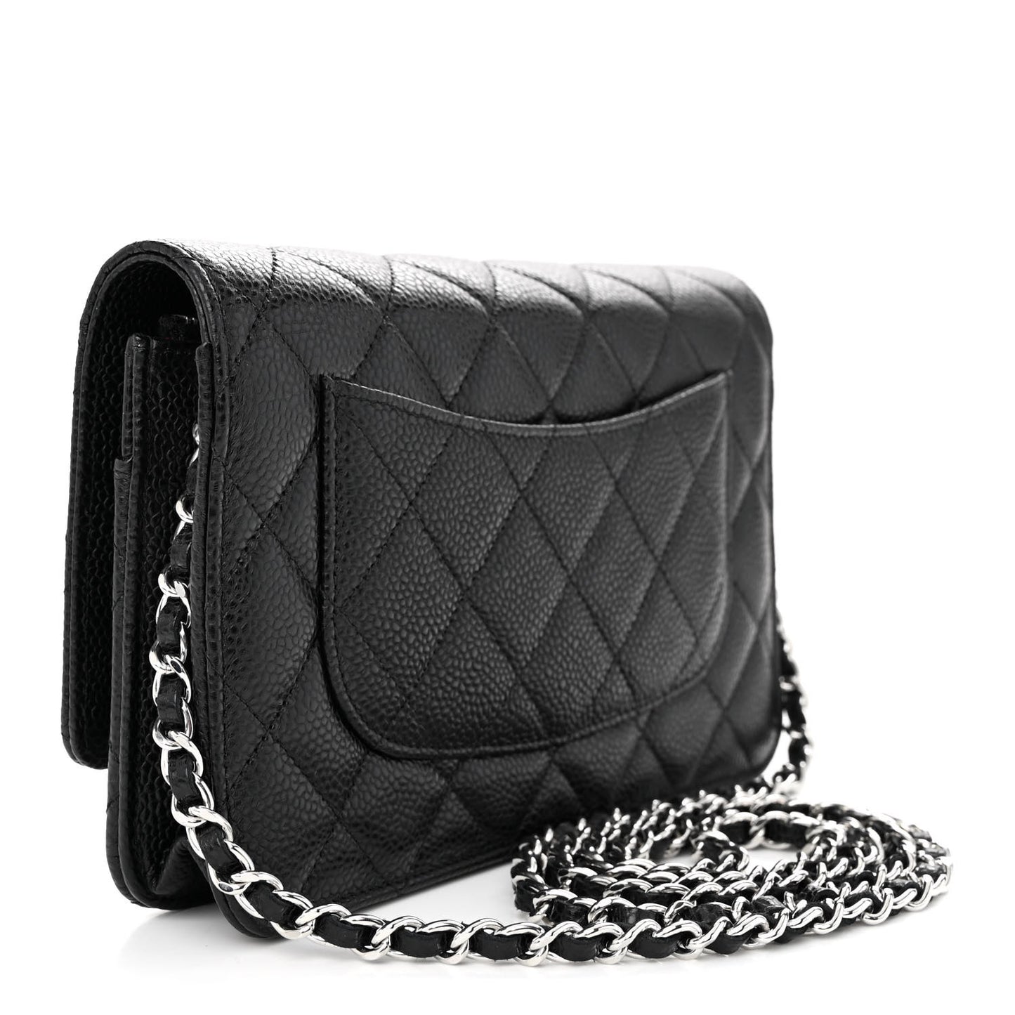 Caviar Quilted Wallet on Chain WOC Black