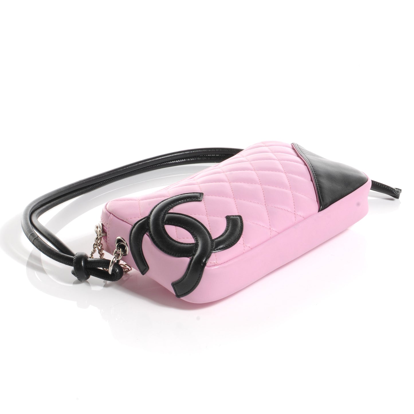 Calfskin Quilted Cambon Pochette Pink Black