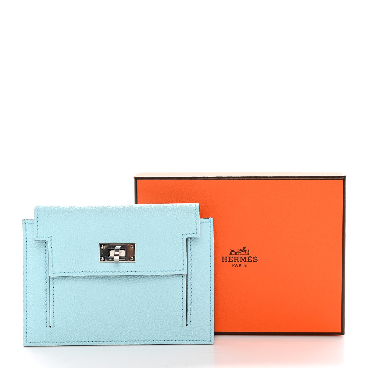 Hermes Chevre Mysore Kelly Pocket Compact Wallet Bleu Atoll 8 of 8