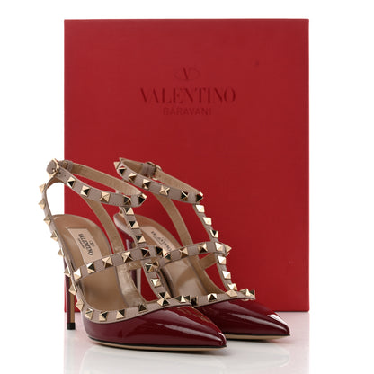 Valentino Garavani Patent Nappa Rockstud Ankle Strap 100mm Pumps 36 Rubin Poudre 9 of 9