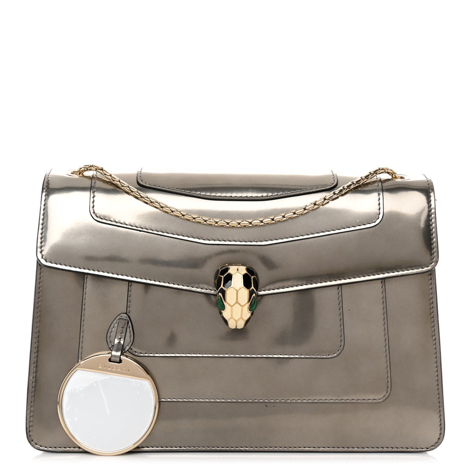 Bulgari Metallic Calfskin Serpenti Forever Crossbody Bag Silver 3 of 11