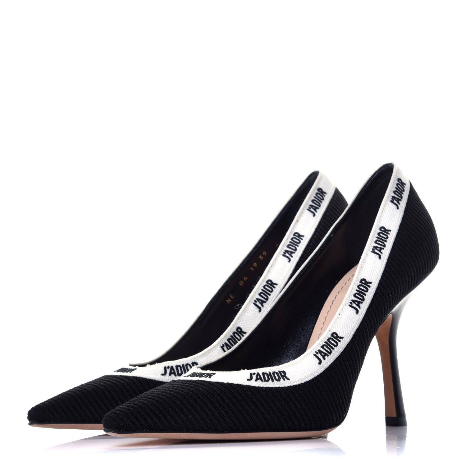 Christian Dior Technical Canvas Ribbon Embroidered J'Adior 100mm Pumps 39 Black 3 of 9