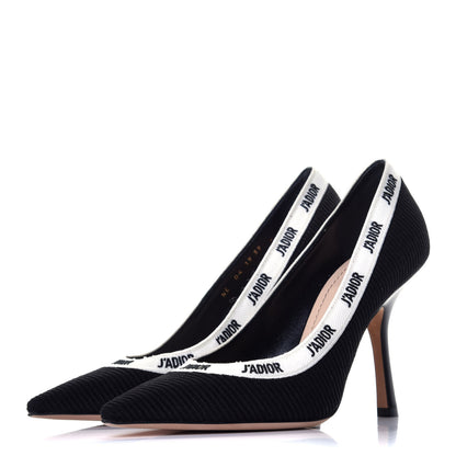 Christian Dior Technical Canvas Ribbon Embroidered J'Adior 100mm Pumps 39 Black 3 of 9