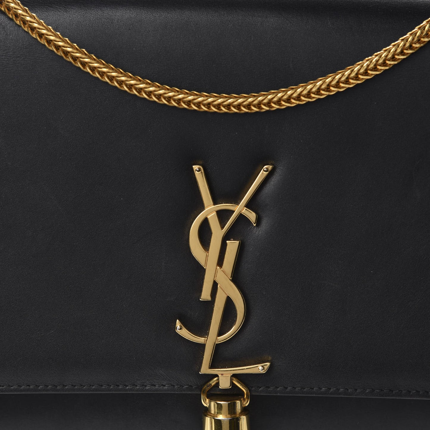 Smooth Calfskin Medium Classic Monogram Kate Tassel Satchel Black