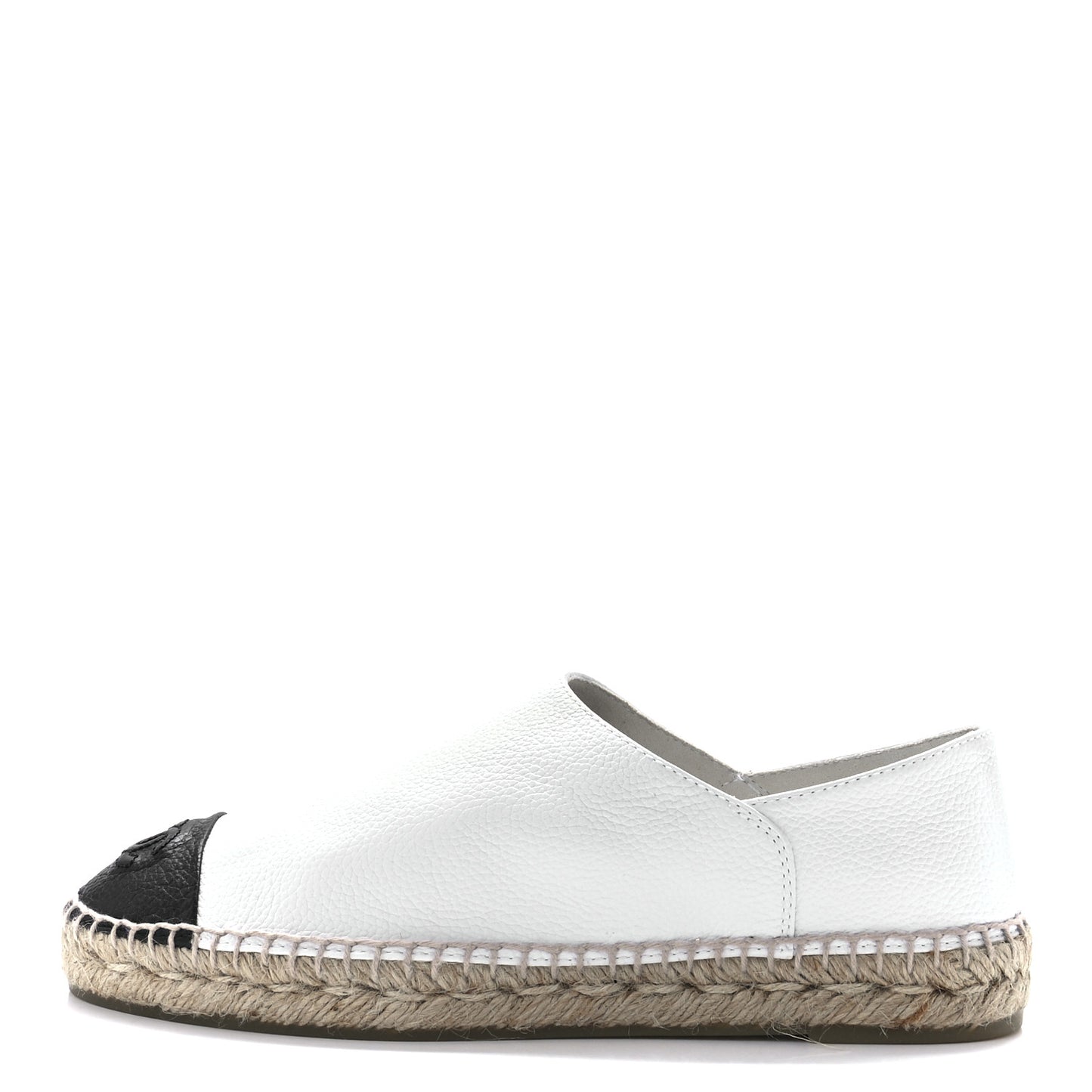 Grained Calfskin CC Espadrilles 39 White Black