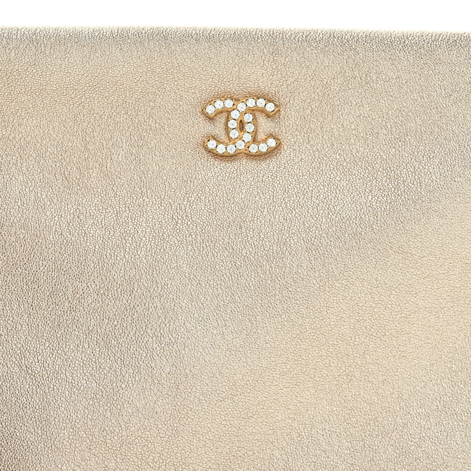 Chanel Metallic Lambskin Crystal Medium CC Pouch With Handle Gold 8 of 9