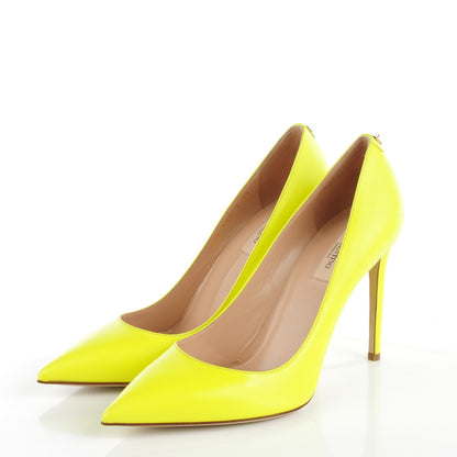 Valentino Garavani Matte Calfskin Rockstud New Plain 100mm Pumps 39 Yellow 3 of 8