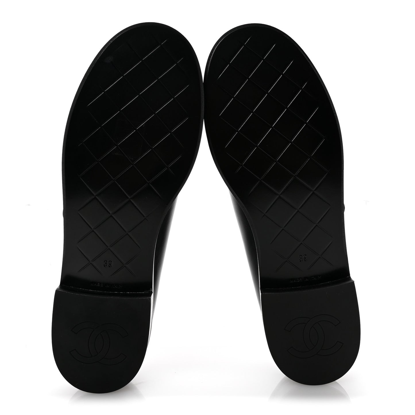 Calfskin CC Turnlock Moccasin Loafers 39 Black