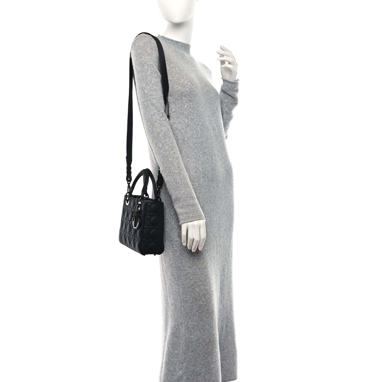 Christian Dior Ultra Matte Calfskin Cannage Small My ABCDior Lady Dior Black 2 of 11