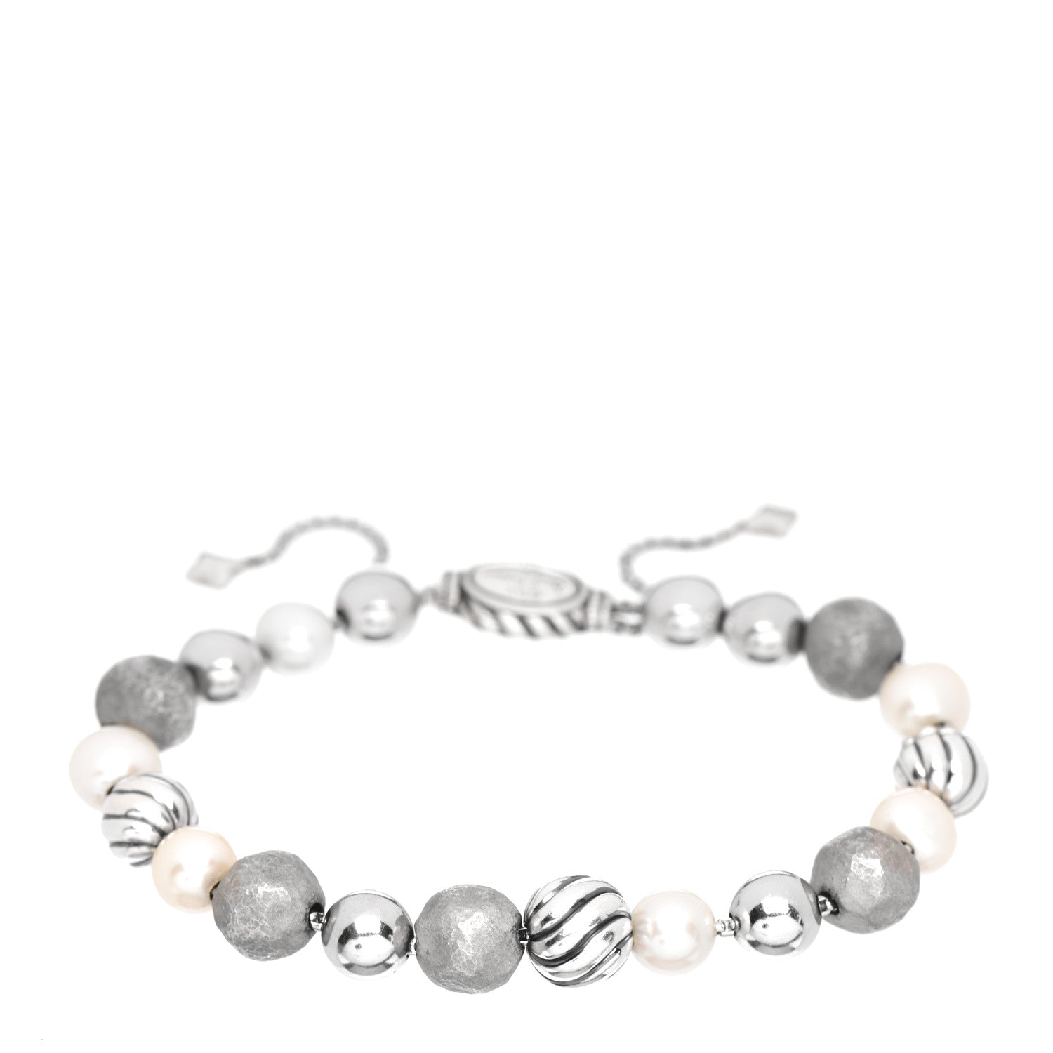 David Yurman Sterling Silver Pearl 9mm Elements Bead Bracelet 1 of 4