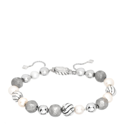 David Yurman Sterling Silver Pearl 9mm Elements Bead Bracelet 1 of 4