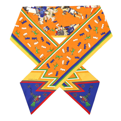 Hermes Silk Kachinas Maxi Twilly Bouton D'Or Myosotis Vert 1 of 5