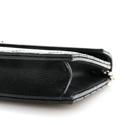 Saint Laurent Grain De Poudre Matelasse Chevron Monogram Envelope Chain Wallet Black 10 of 10