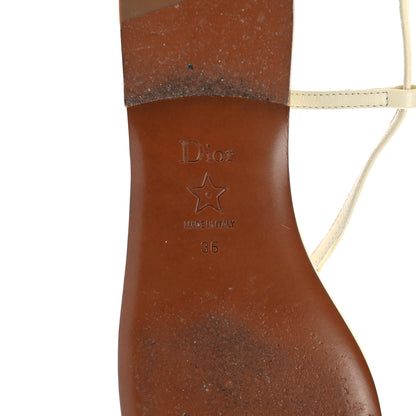 Christian Dior Lambskin Signature T-Strap Sandals 36 Off White 6 of 13