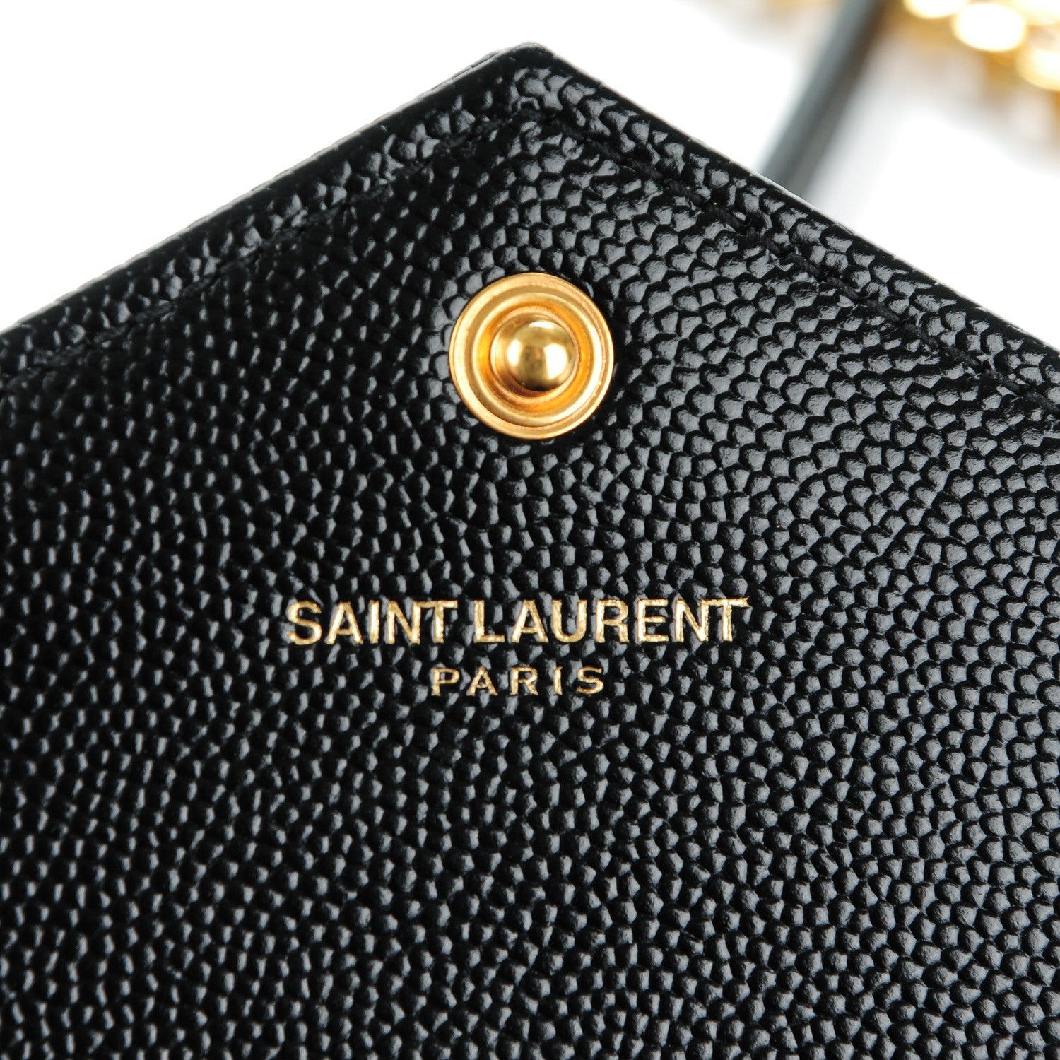 Saint Laurent Grain De Poudre Matelasse Chevron Monogram Envelope Chain Wallet Black 6 of 8