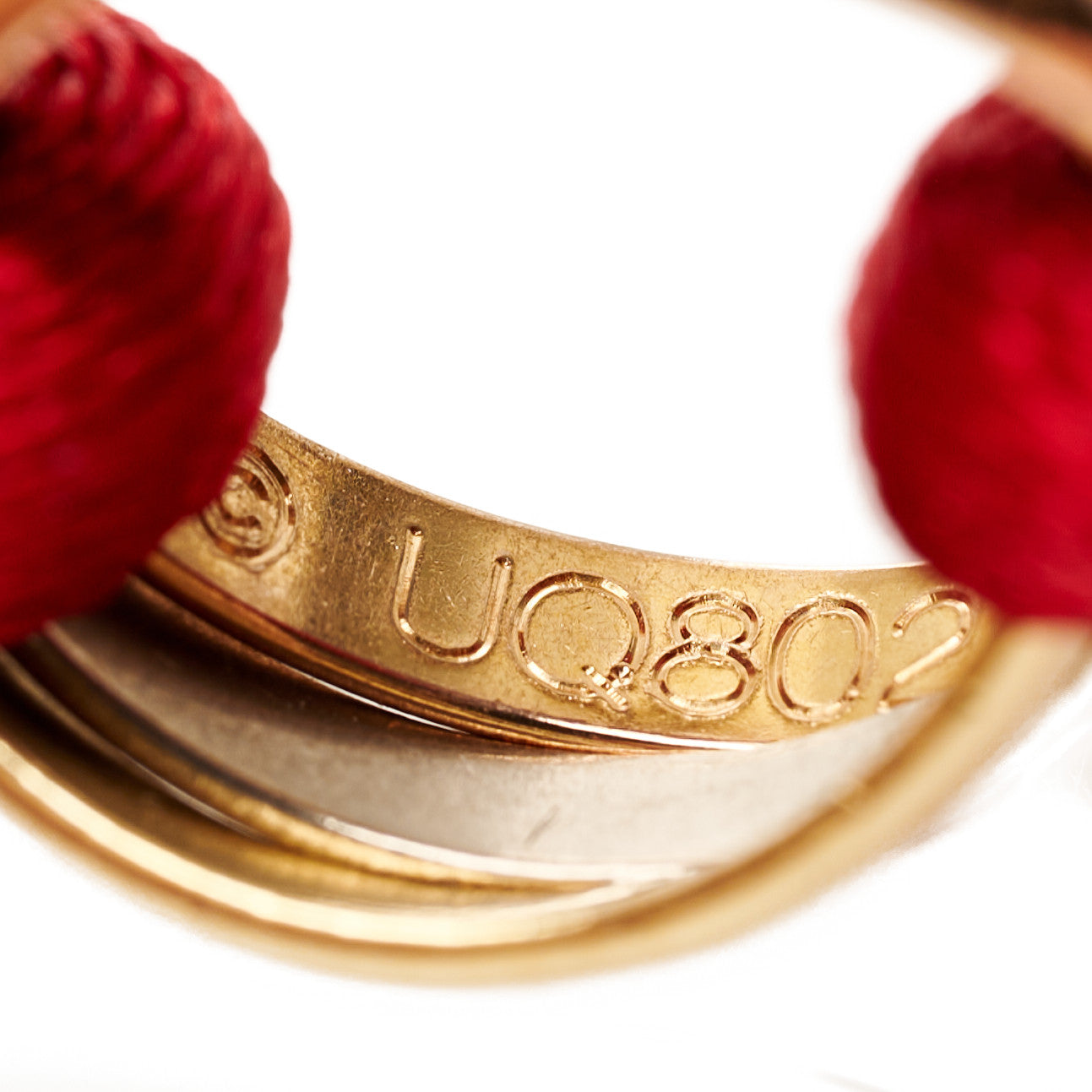 18K Pink Yellow White Gold Trinity Cord Bracelet Red