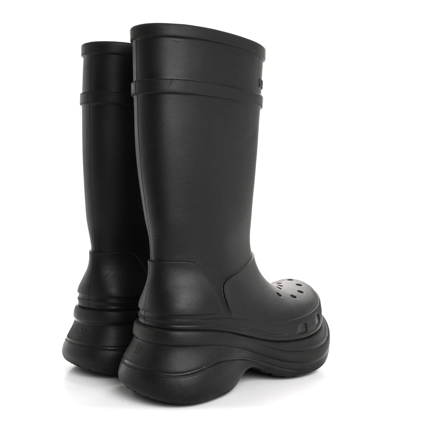 Balenciaga X CROCS Rubber Womens Rain Boots 37 Black 5 of 9