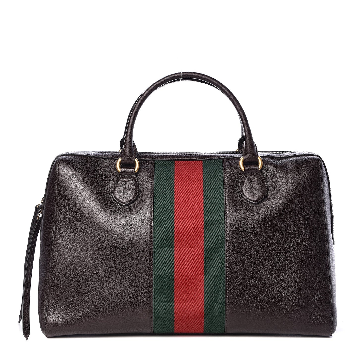Calfskin Vintage Web Medium Satchel Dark Brown