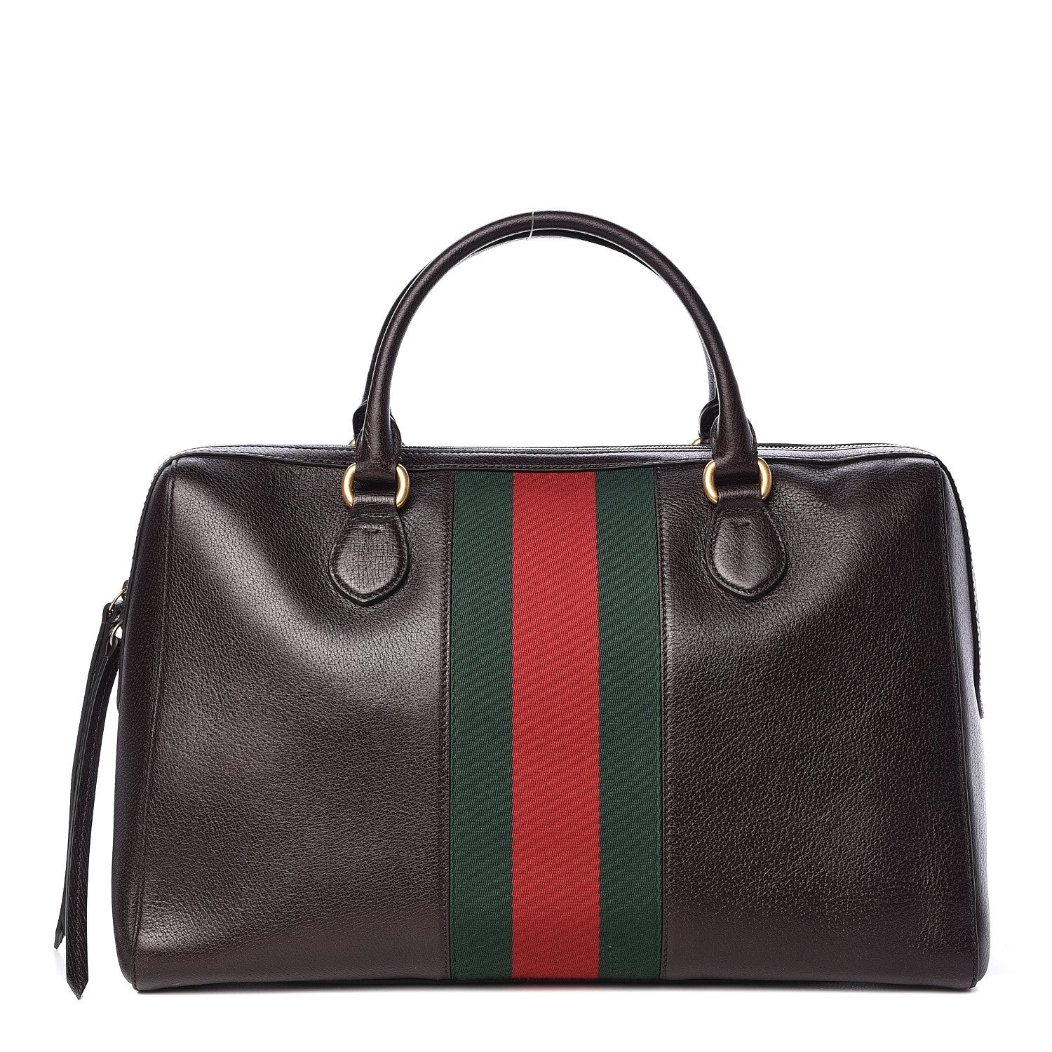 Gucci Calfskin Vintage Web Medium Satchel Dark Brown 1 of 15