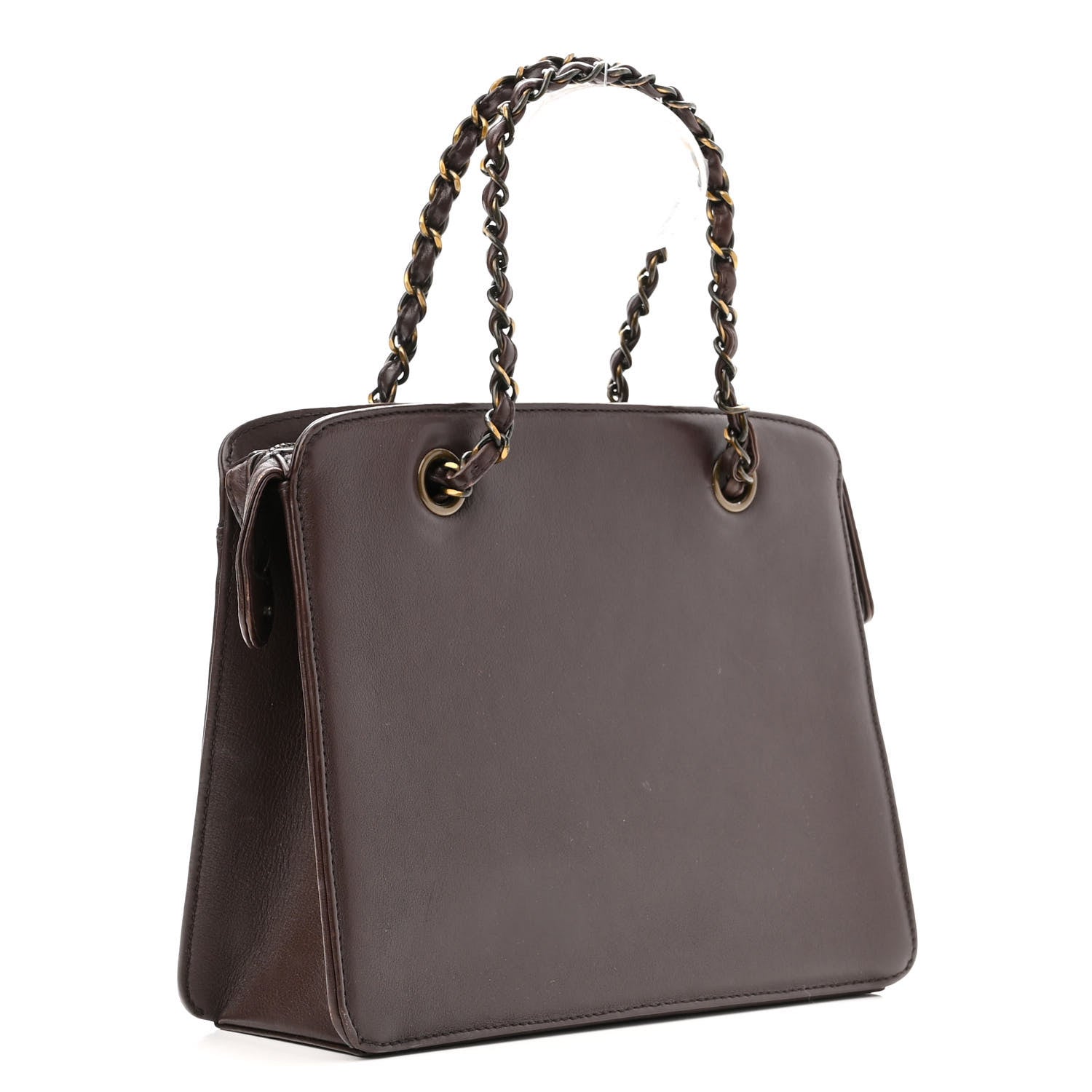 Chanel Lambskin CC Top Handle Bag Dark Brown 3 of 24