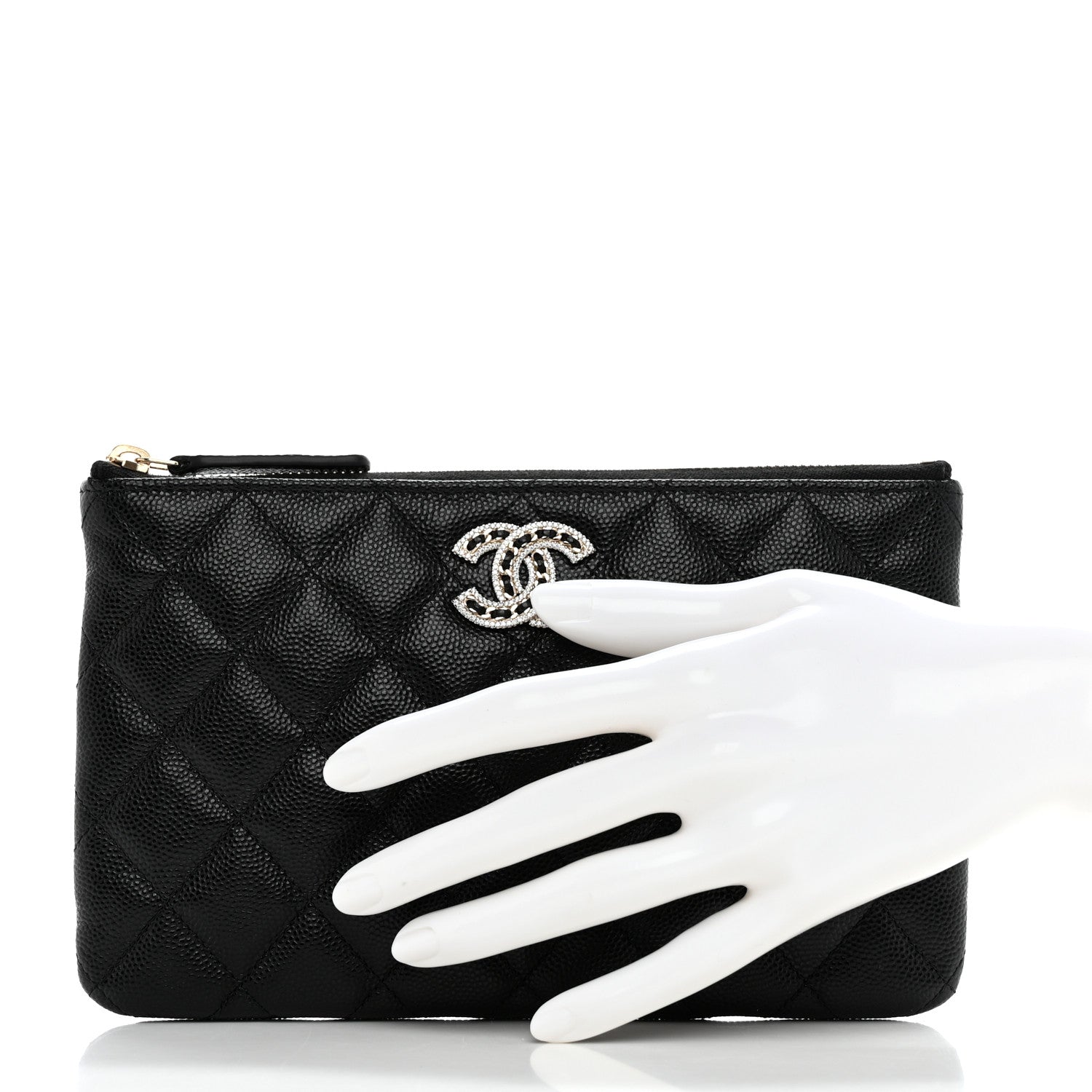 Chanel Caviar Quilted Crystal Cosmetic Case Black 2 of 7