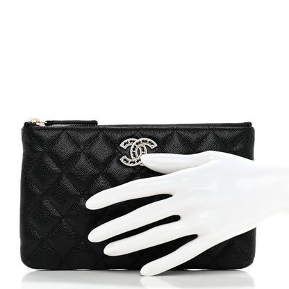 Chanel Caviar Quilted Crystal Cosmetic Case Black 2 of 7