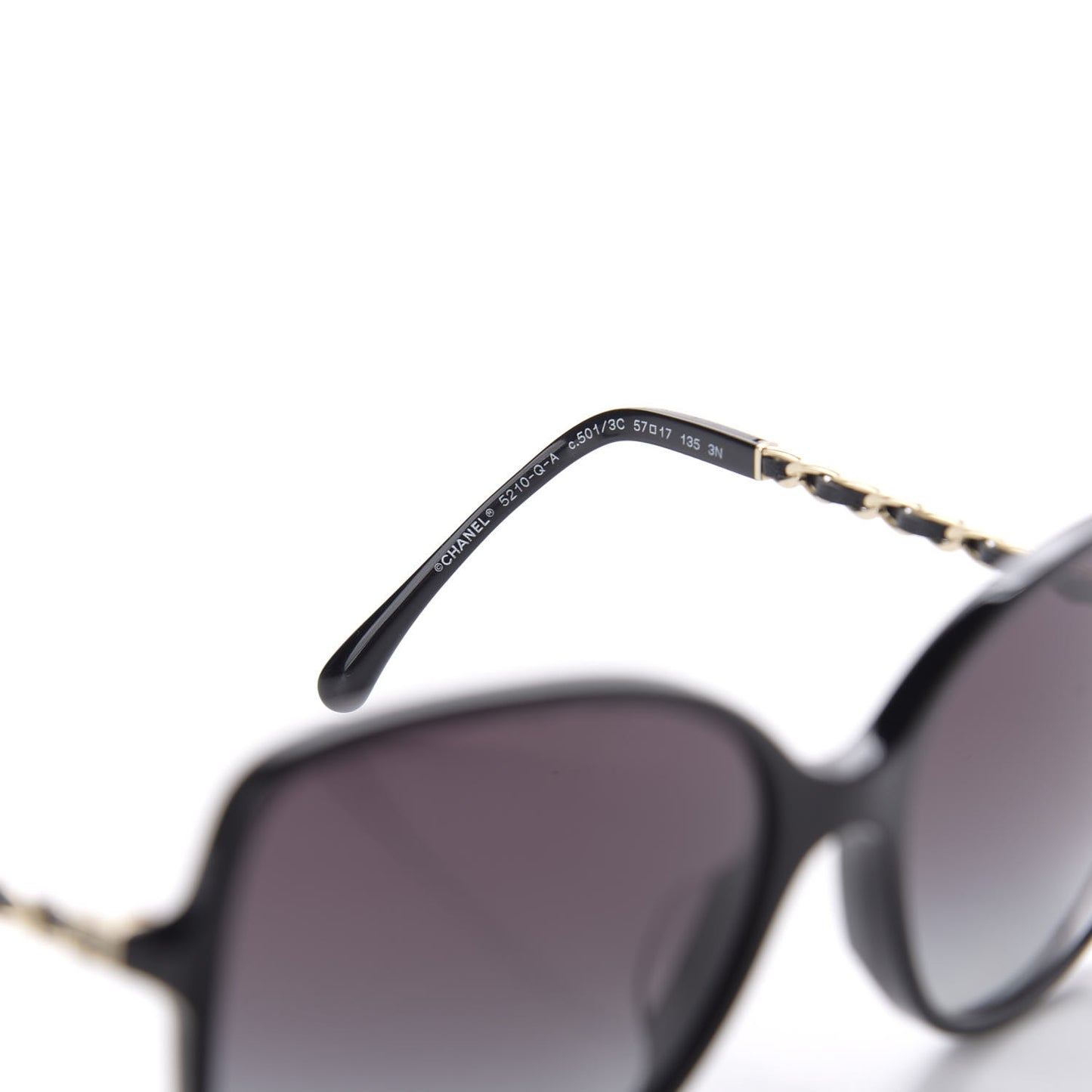 Lambskin Square Chain Sunglasses 5210-Q Black